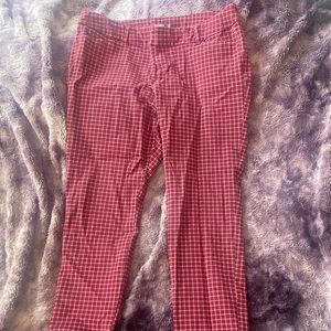 Old Navy Pink Checked Pixie Ankle Slacks